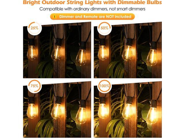96FT LED Outdoor String Lights, Waterproof Patio Lights with 30+2 2700K Dimmable Shatterproof Edison Hanging Bulbs for Backyard Party-Black