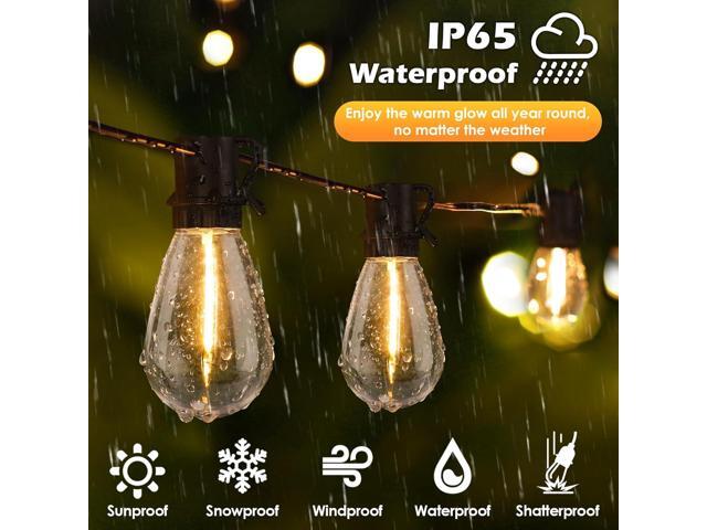 96FT LED Outdoor String Lights, Waterproof Patio Lights with 30+2 2700K Dimmable Shatterproof Edison Hanging Bulbs for Backyard Party-Black