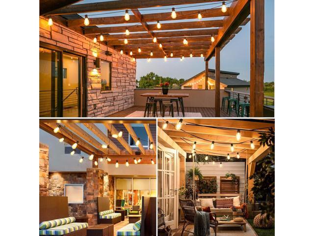96FT LED Outdoor String Lights, Waterproof Patio Lights with 30+2 2700K Dimmable Shatterproof Edison Hanging Bulbs for Backyard Party-Black