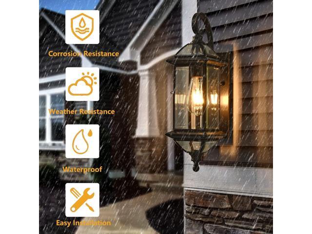 Milaii 18.5' H Copper Outdoor Wall Lights Exterior Waterproof Wall Sconce Light Fixture E26 Socket Oil Rubbed Bronze Porch Light with Clear Glass...