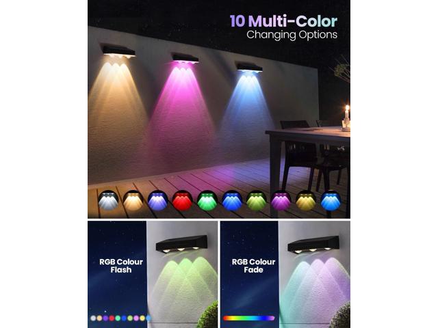 Solar Fence Lights Outdoor, 2025 Upgraded Solar Fence Lights Have 3 x 70 Lumen Reflector Lenses and 12 RGB Patterns, IP65 Waterproof Auto On/Off...