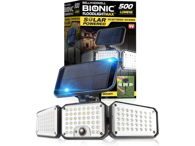Bell+Howell Bionic Flood Light AS SEEN ON TV, 500 Lumen Deluxe Version Bionic Floodlight, LED Solar Flood Lights Outdoor Motion Sensor Waterproof...