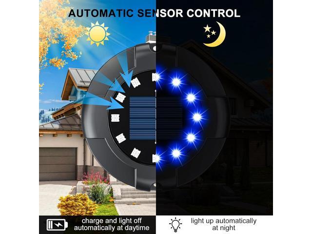 Solar Pathway Lights Outdoor 12 Packs, Bright Blue 16 LEDs Solar Ground Lights Walkway Lights with Side Light, Waterproof Solar Deck Light for Yard...