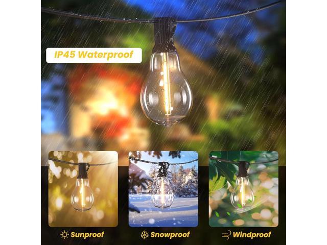 DAMAING Outdoor string lights 75FT Waterproof patio string lights with 38 Shatterproof Dimmable A39 LED Bulbs, 2FT bulbs apart Connectable Outdoor...