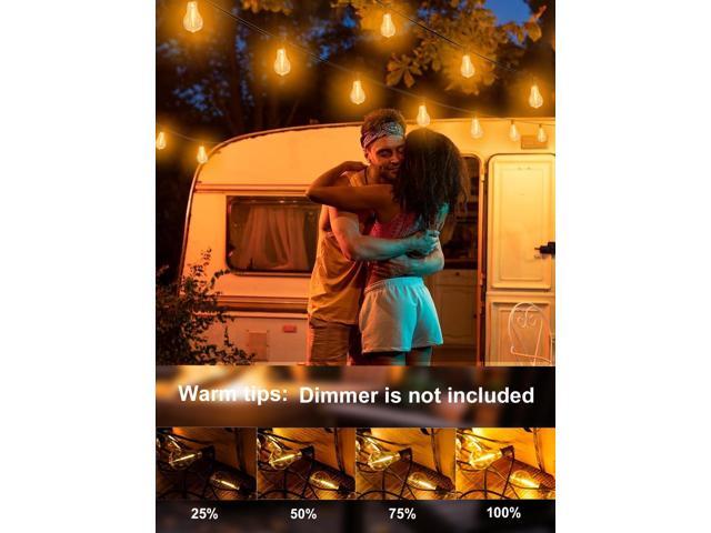 DAMAING Outdoor string lights 75FT Waterproof patio string lights with 38 Shatterproof Dimmable A39 LED Bulbs, 2FT bulbs apart Connectable Outdoor...