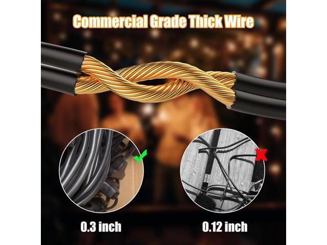 Lakumu Outdoor String Lights 96FT(48×2), Commercial Grade Heavy Duty Patio Lights with Dimmable S14 Shatterproof LED Bulbs, Linkable Waterproof...