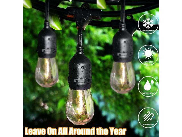 Lakumu Outdoor String Lights 96FT(48×2), Commercial Grade Heavy Duty Patio Lights with Dimmable S14 Shatterproof LED Bulbs, Linkable Waterproof...