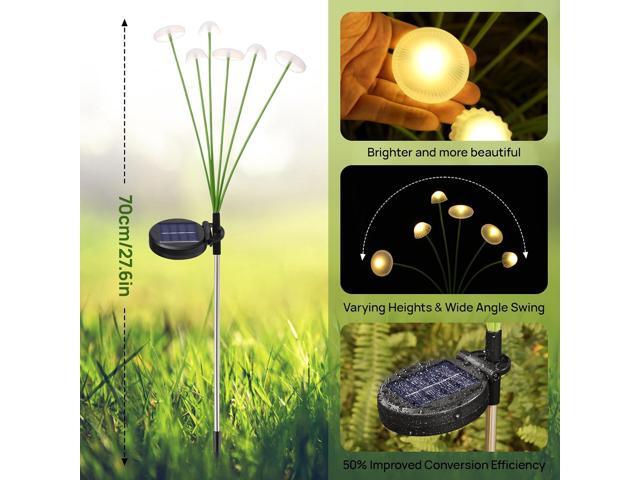 Solar Garden Lights, 4-Pack Dual Mode LED Solar Mushroom Lights, Waterproof Firefly Outdoor Decor for Yard, Patio, and Pathway Warm White...