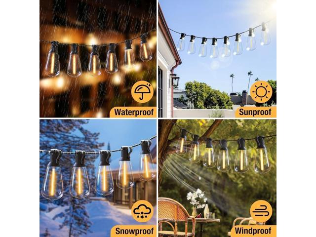 litogo 120FT LED Outdoor String Lights with Dimmer, Waterproof Patio Lights with ST38 Vintage Edison Bulbs, Warm White Outside Hanging Light with...