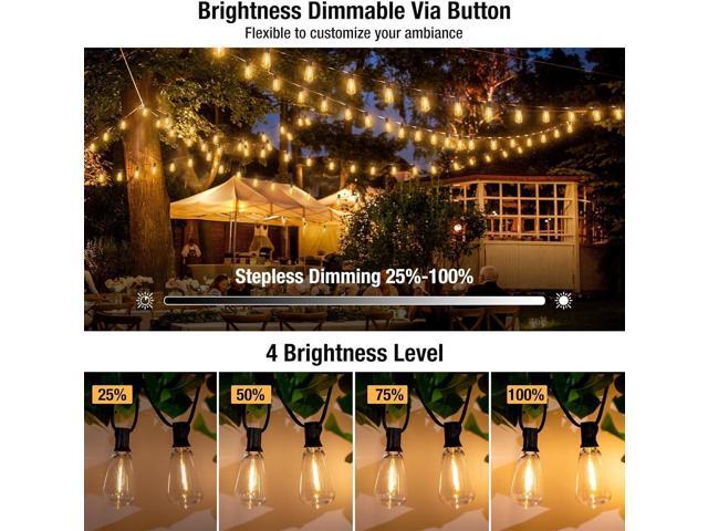 litogo 120FT LED Outdoor String Lights with Dimmer, Waterproof Patio Lights with ST38 Vintage Edison Bulbs, Warm White Outside Hanging Light with...