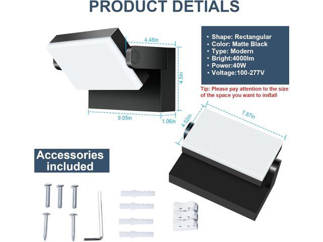 40W LED Wall Light, 4000LM 5000K 360° Wide-Angle Exterior Wall Floodlights, IP66 Waterproof Commercial Outdoor Wall Mount Fixture Wall Pack...