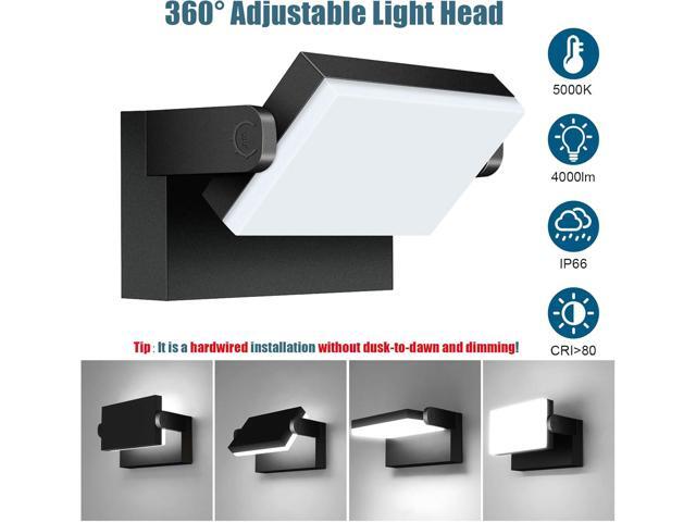 40W LED Wall Light, 4000LM 5000K 360° Wide-Angle Exterior Wall Floodlights, IP66 Waterproof Commercial Outdoor Wall Mount Fixture Wall Pack...