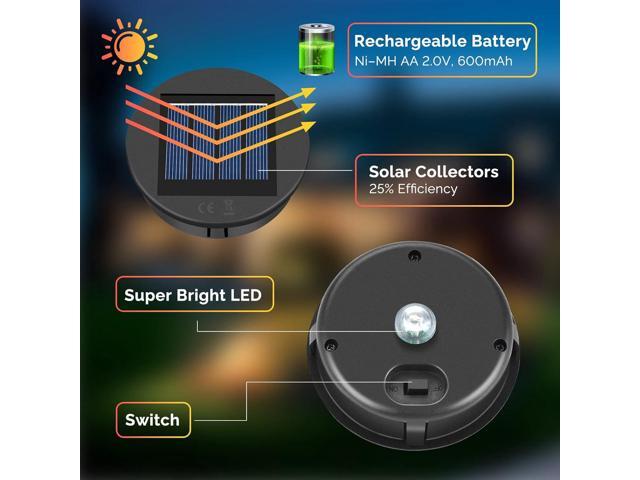 ELUTENG Solar Light Replacement 4 Pack (Top Size 3.15 inch, Bottom Size 2.76 inch) LED Solar Lantern Light Lids Outdoor Waterproof Replacement...