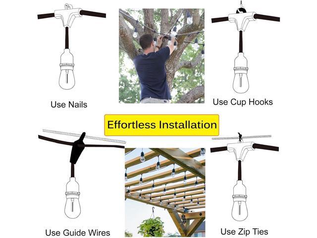 Outdoor String Lights for Outside LED 150 FT Shatterproof Patio Lights with 50 Waterproof Bulbs for Outdoor Backyard Bistro Gazebo Lights, 2-Pack