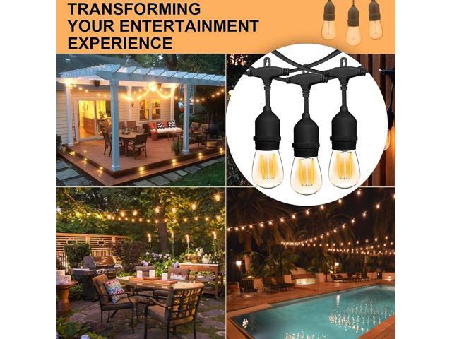 Banord Outdoor String Lights Commercial Grade 96ft Waterproof with 30 S14 Shatterproof Dimmable LED Bulbs, Heavy Duty Hanging Lights for Patio...