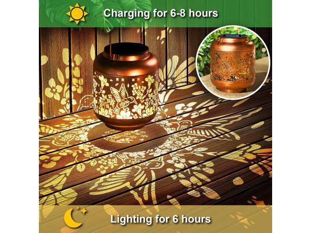 Birthday Gifts for Women Mom Grandma Solar Lantern Outdoor Waterproof, Gardening Gifts for Women, Hummingbird Garden Decor Hanging Solar Lights...