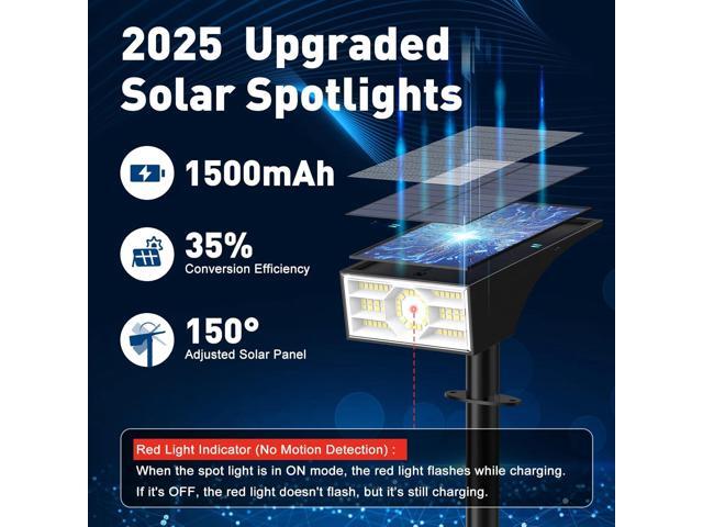Solar Spot Lights Outdoor, 6 Pack Outdoor Solar Lights for Yard Waterproof, 4 Lighting Modes Solar Landscape Spotlights, Auto On/Off Solar Powered...