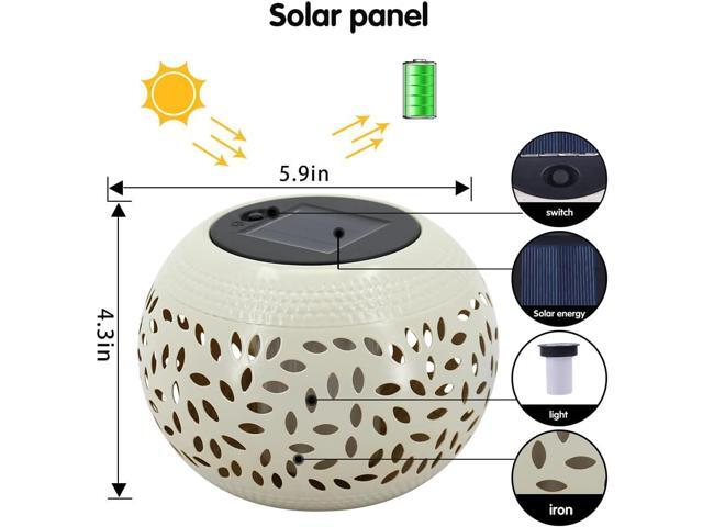 Solar Table Lanterns Outdoor Waterproof-2PACK Dancing Flickering Flame Solar Lights,White Metal Desktop Decorative Lamps for Gifts for Women Mom...