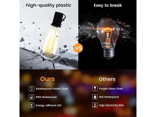 OHLUX 120FT Solar String Lights Outdoor with Remote, 2200K Soft Warm Patio Lights with 52 Shatterproof ST38 Tear-Drop LED Filament Bulbs, Dimmable...