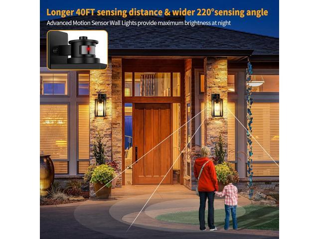 2-Pack Motion Sensor Outdoor Lights, Upgrade Dusk to Dawn Wall Mount Light Fixtures, Motion Sensor Wall Lights for Outside House Porch Garage,...
