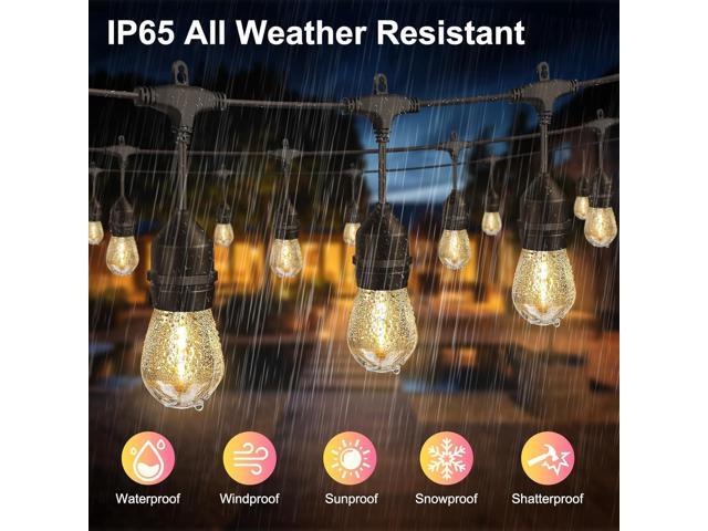 100FT LED Outdoor String Lights with 30+2 Shatterproof Bulbs, IP65 Waterproof, Commercial Grade Patio String Lights for Outside Porch Backyard...