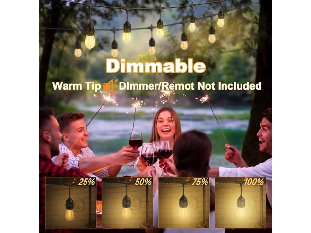 100FT LED Outdoor String Lights with 30+2 Shatterproof Bulbs, IP65 Waterproof, Commercial Grade Patio String Lights for Outside Porch Backyard...