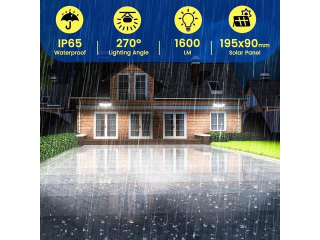 Solar Lights Outdoor 240 LED 3000mAh Motion Sensor Flood Lights IP65 Waterproof Security Lights for Outside 270° Wide Angle Wall Lights White 2Pack