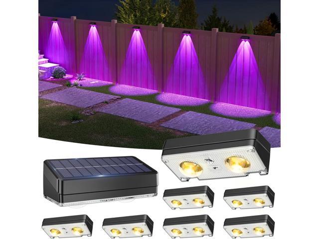 VOLISUN Solar Fence Lights 8 Pack, Warm White, Cool White and RGB Color Glow LED Solar Lights, IP65 Waterproof Fence Solar Lights Outdoor for...