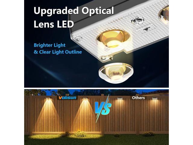 VOLISUN Solar Fence Lights 8 Pack, Warm White, Cool White and RGB Color Glow LED Solar Lights, IP65 Waterproof Fence Solar Lights Outdoor for...