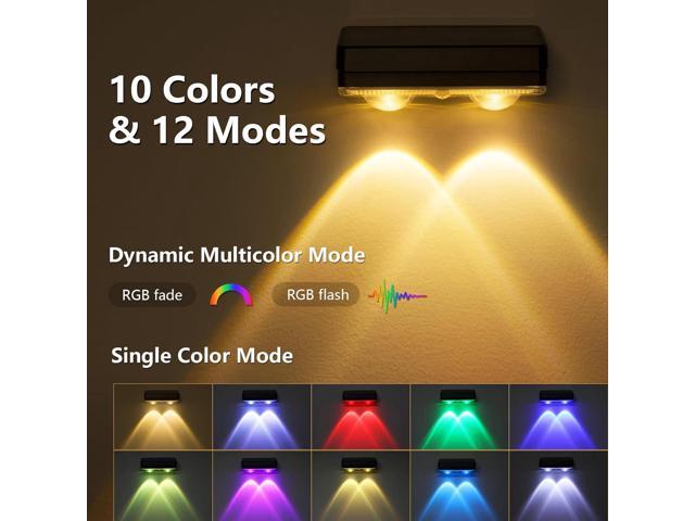 VOLISUN Solar Fence Lights 8 Pack, Warm White, Cool White and RGB Color Glow LED Solar Lights, IP65 Waterproof Fence Solar Lights Outdoor for...