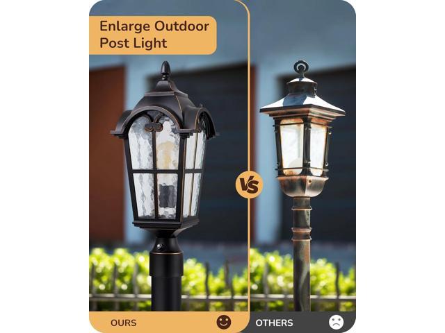 EDISHINE Large Size Dusk to Dawn Outdoor Post Light, 21.9'' H Pole Light Fixture with Pier Mount Base, Waterproof Exterior Lamp Post Lantern Head...