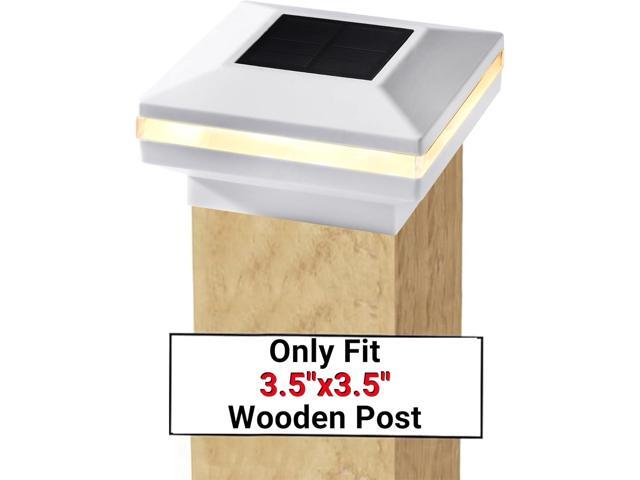 Dynaming 12 Pack Solar Post Lights, Outdoor Solar Powered Decorative Post Cap Light, White Shell & Warm White LED Lighting for Fence Deck Patio,...