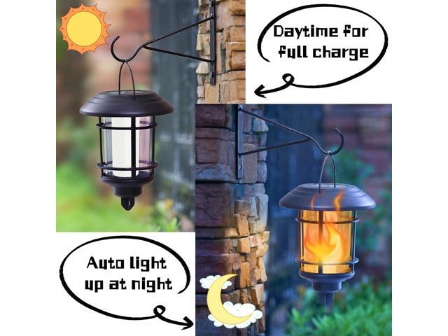 Dynaming 4 Pack Solar Flame Wall Lanterns Outdoor, Solar Powered Wall Mounted Sconce Lights, Flickering Flame LED Light Auto On/Off Hanging Lights,...