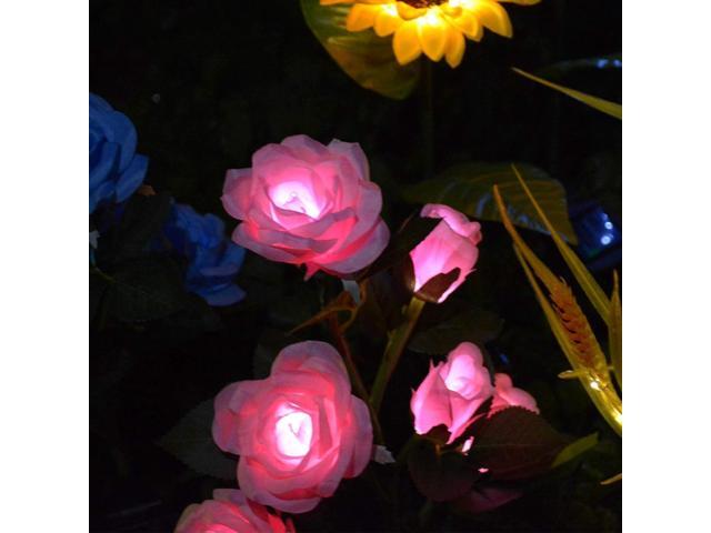 [Upgraded 6 Flowers] Solar Garden Decorative Artificial Flowers Lights, Outdoor Waterproof Rose Stake Light for Country Yard Front Porch Step...