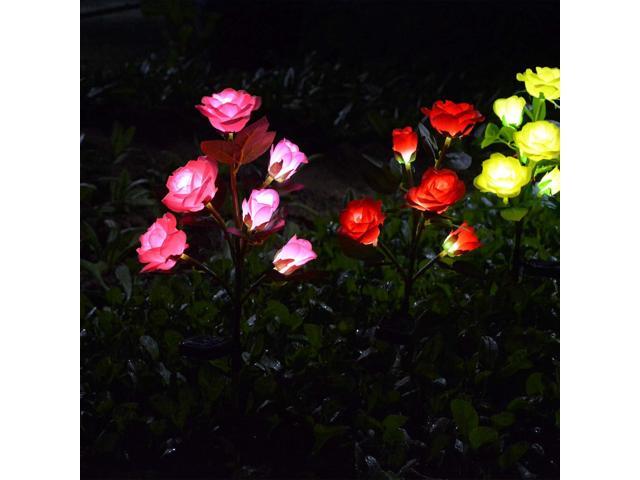 [Upgraded 6 Flowers] Solar Garden Decorative Artificial Flowers Lights, Outdoor Waterproof Rose Stake Light for Country Yard Front Porch Step...
