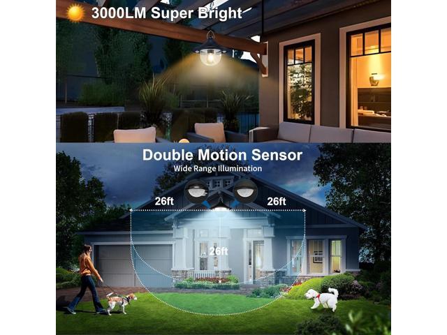 Solar Barn Lights Indoor Outdoor Shed Light Solar Powered with Remote & Motion Sensor, Waterproof Solar Hanging Pendant Lamp for Porch, Inside...