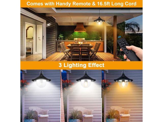 Solar Barn Lights Indoor Outdoor Shed Light Solar Powered with Remote & Motion Sensor, Waterproof Solar Hanging Pendant Lamp for Porch, Inside...