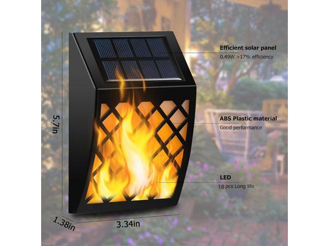 Dynaming Solar Flame Wall Lights Outdoor, 8 Pack Solar Powered Wall Lights, Flickering Flame Auto On/Off Wall Mounted Fence Deck Lights Lattice...