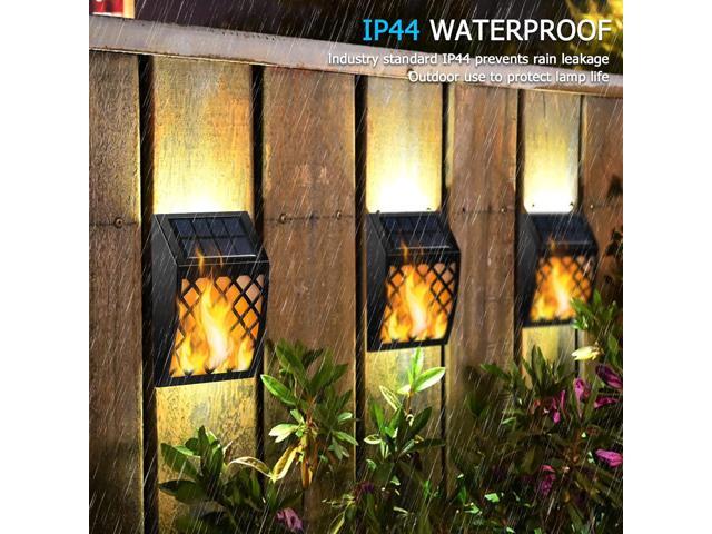 Dynaming Solar Flame Wall Lights Outdoor, 8 Pack Solar Powered Wall Lights, Flickering Flame Auto On/Off Wall Mounted Fence Deck Lights Lattice...