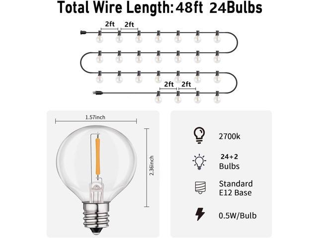 HISTAR 48Ft Patio Lights Outdoor Waterproof 24+2 Edison Bulbs for Garden, Porch, Backyard, Balcony, Bistro, Cafe Lights Decor