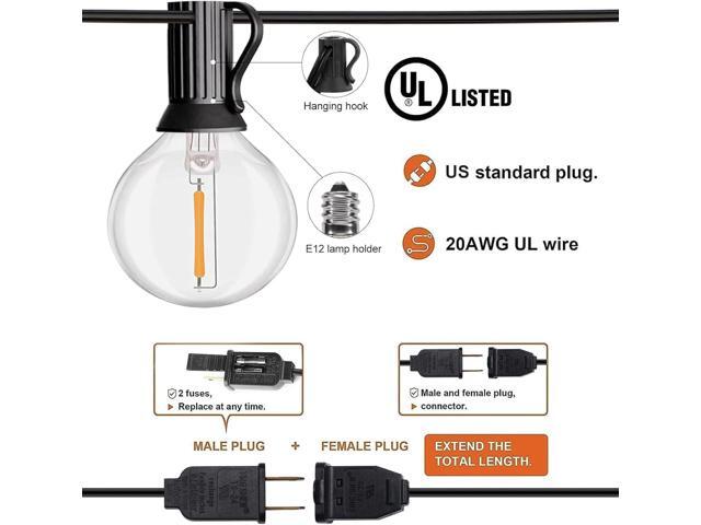 HISTAR 96FT LED Outdoor String Lights With Remote - Waterproof G40 Globe Lights, 52 Dimmable Shatterproof Bulbs for Patio, Backyard, Balcony,...