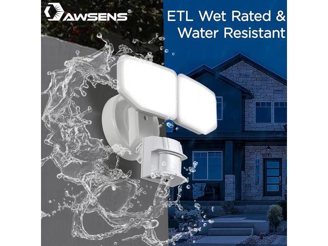 30W LED Motion Sensor Security Light Outdoor, 180 Degree, 2600 LM, 5100 K, ETL Water Resistant, 2 Head Adjustable Motion Sensor Outdoor Detector...
