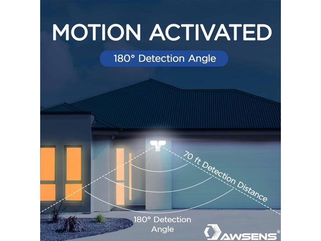 30W LED Motion Sensor Security Light Outdoor, 180 Degree, 2600 LM, 5100 K, ETL Water Resistant, 2 Head Adjustable Motion Sensor Outdoor Detector...