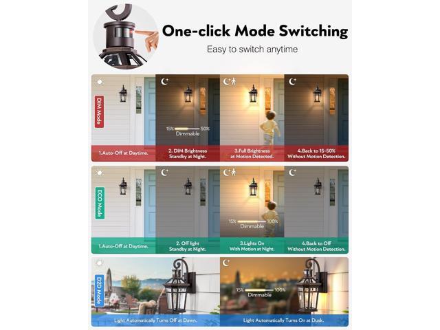 2 Pack Motion Sensor Outdoor Porch Lights Wall Mount, Oil Rubbed Bronze Outside Garage Lights Wall Lantern, Dusk to Dawn Exterior Lighting...
