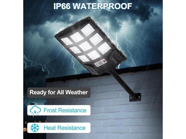 Solar Lights Outdoor,IP66 Waterproof Solar Street Lights with Motion Sensor & Remote,6500K Dusk to Dawn Security Light for Parking Lot/Yard/Garden...