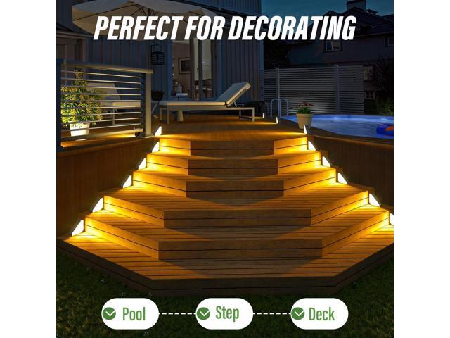 JSOT Solar Step Stair Lights Outdoor Yard Decor 12 Pack, IP65 Waterproof Deck Lighting for Outside Solar Powered, Solar Garden Light Decor for...