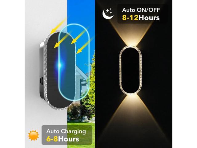 6 Pack Solar Fence Lights Outdoor, RGBW 8-Color Changing Waterproof Dual Lens Up/Down Lighting Solar Powered Fence Lights for Garden/Pool...