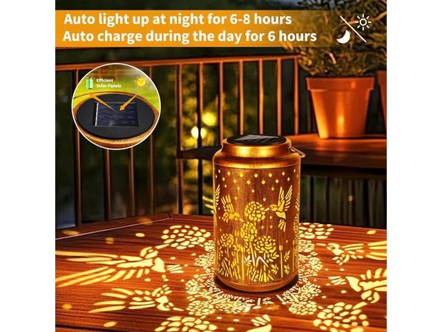 ODEETRONIC 2Pack Hummingbird Solar Lanterns - LED Solar Lantern Lights Outdoor Waterproof, Garden Lantern Lights Birthday Gift for Women, Metal...