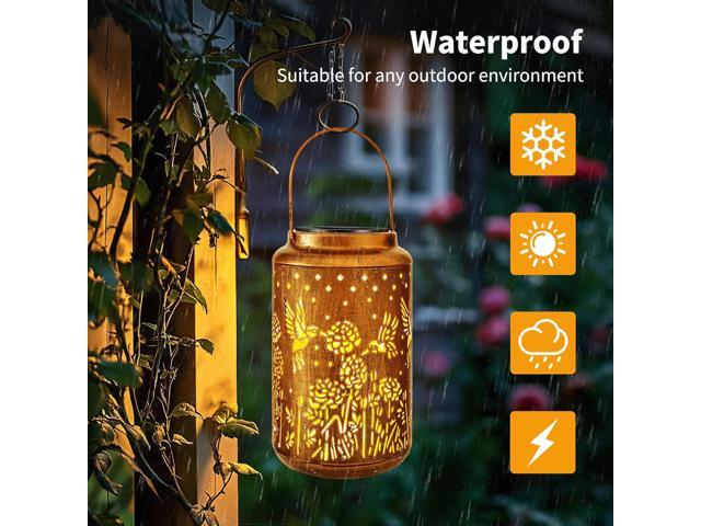 ODEETRONIC 2Pack Hummingbird Solar Lanterns - LED Solar Lantern Lights Outdoor Waterproof, Garden Lantern Lights Birthday Gift for Women, Metal...