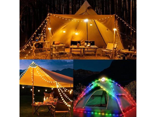 Camping String Lights,Camping Essentials Gear 32.8FT Lamp Lights Waterproof, 4 in 1 Outdoor String Lights with 8 Modes for Awn Tent Yard Garden...